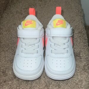 Nike Kids White and Neon Pink Sneakers